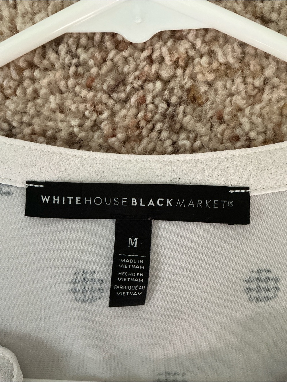 White House Black Market White Sleeveless Dot Houndstooth Shell - Picture 6 of 8